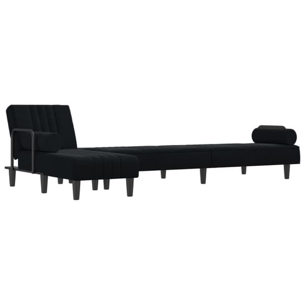 vidaXL L-formad bäddsoffa svart 260x140x70 cm sammet