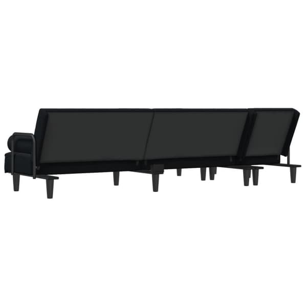 vidaXL L-formad bäddsoffa svart 260x140x70 cm sammet