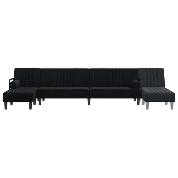 vidaXL L-formad bäddsoffa svart 260x140x70 cm sammet