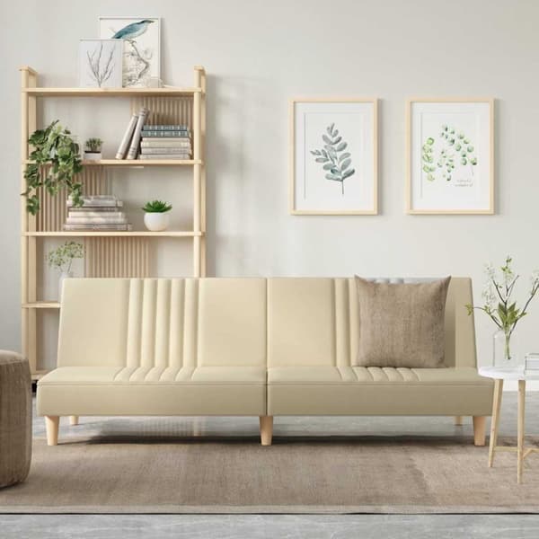 vidaXL Bäddsoffa gräddvit tyg
