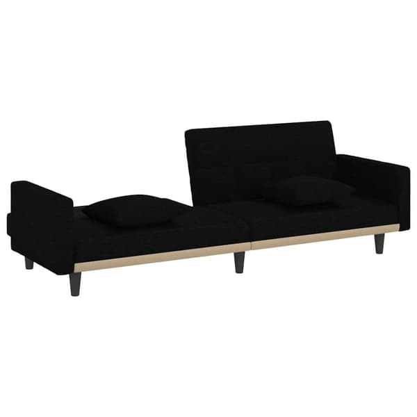 vidaXL Bäddsoffa med kuddar svart tyg
