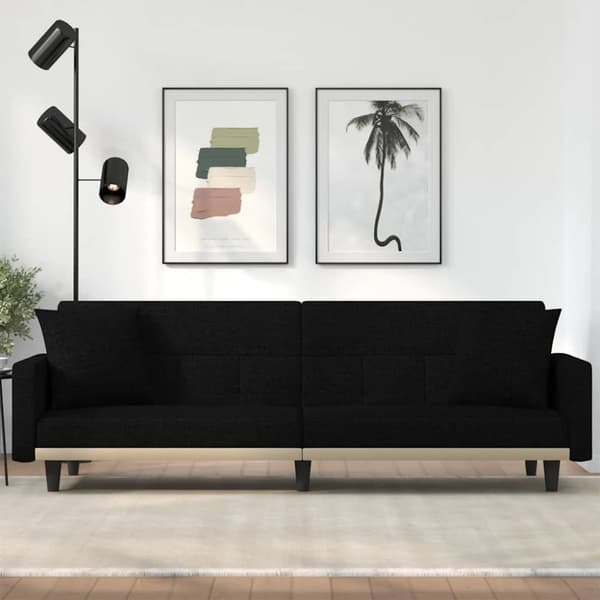 vidaXL Bäddsoffa med kuddar svart tyg