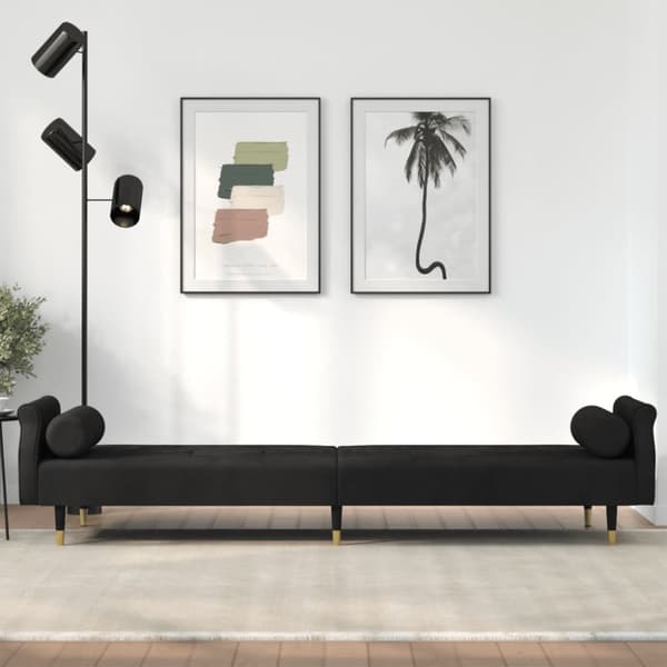 vidaXL sovesofa med hynder velour sort