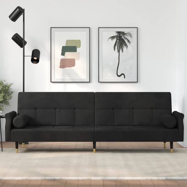vidaXL sovesofa med hynder velour sort