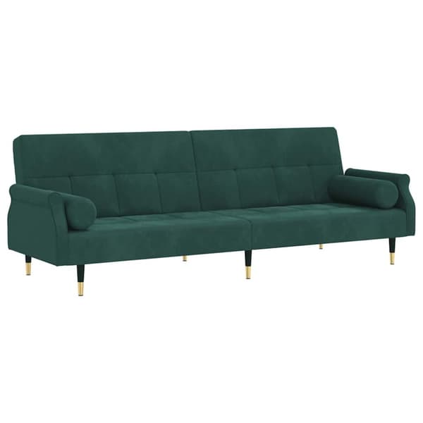 vidaXL Bäddsoffa med dynor mörkgrön sammet