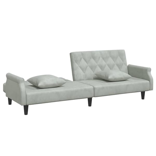 vidaXL Bäddsoffa med armstöd ljusgrå sammet