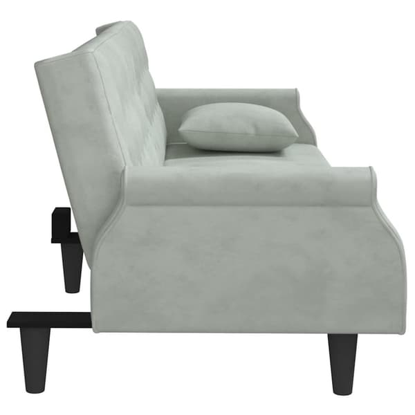 vidaXL Bäddsoffa med armstöd ljusgrå sammet