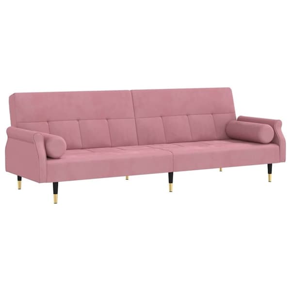 vidaXL Bäddsoffa med dynor rosa sammet
