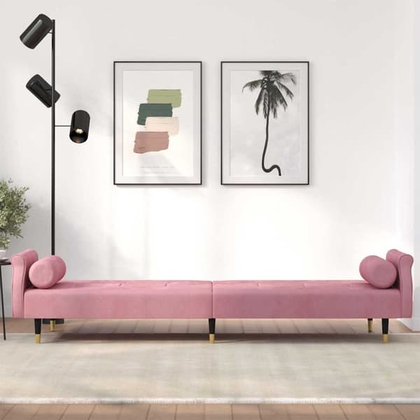 vidaXL Bäddsoffa med dynor rosa sammet