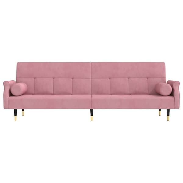 vidaXL Bäddsoffa med dynor rosa sammet