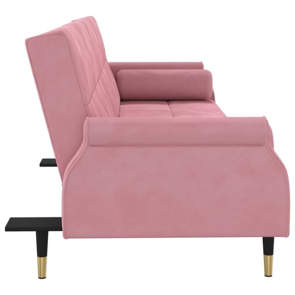 vidaXL Bäddsoffa med dynor rosa sammet