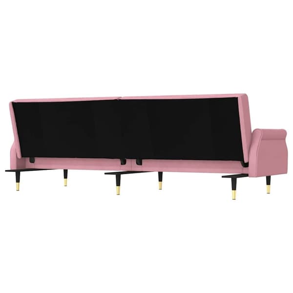 vidaXL Bäddsoffa med dynor rosa sammet