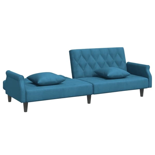vidaXL sovesofa med armlæn velour blå