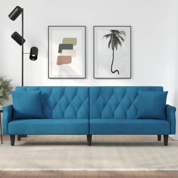 vidaXL sovesofa med armlæn velour blå