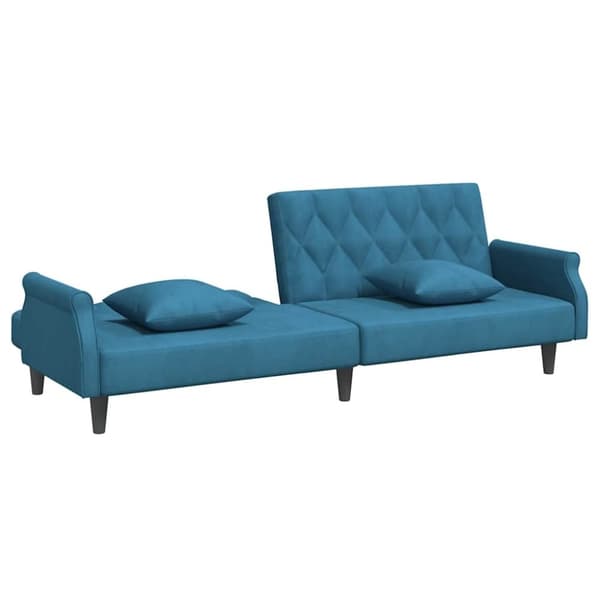 vidaXL Bäddsoffa med armstöd blå sammet