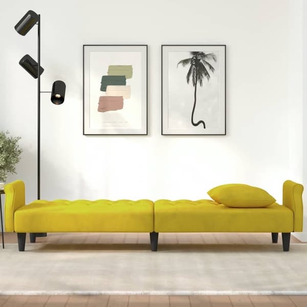 vidaXL sovesofa med armlæn velour gul