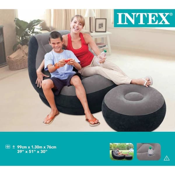 INTEX oppustelig stol med puf Ultra Lounge Relax 68564NP