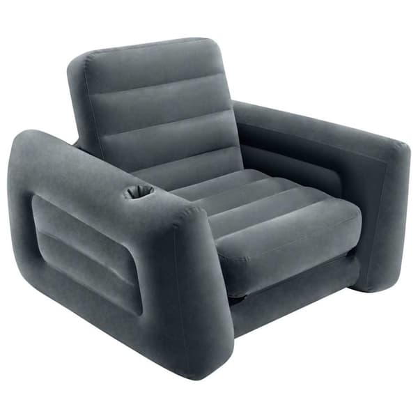 INTEX oppustelig stol med udtræk 117x224x66 cm mørkegrå