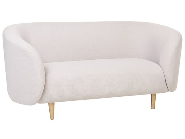 Soffa Beige Polyestertyg 2-sits Mjuk Nubby Guld Ben Retro Glam Art Decor Style