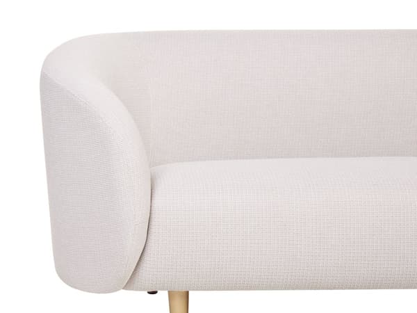 Soffa Beige Polyestertyg 2-sits Mjuk Nubby Guld Ben Retro Glam Art Decor Style