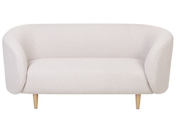 Soffa Beige Polyestertyg 2-sits Mjuk Nubby Guld Ben Retro Glam Art Decor Style