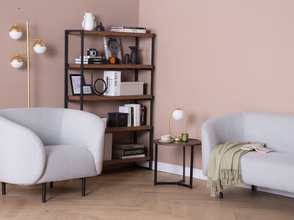 2-personers Sofa Sort og Hvidt Polyesterstof Blødt Nubret Sort Ben Retro Glamourøs Stil