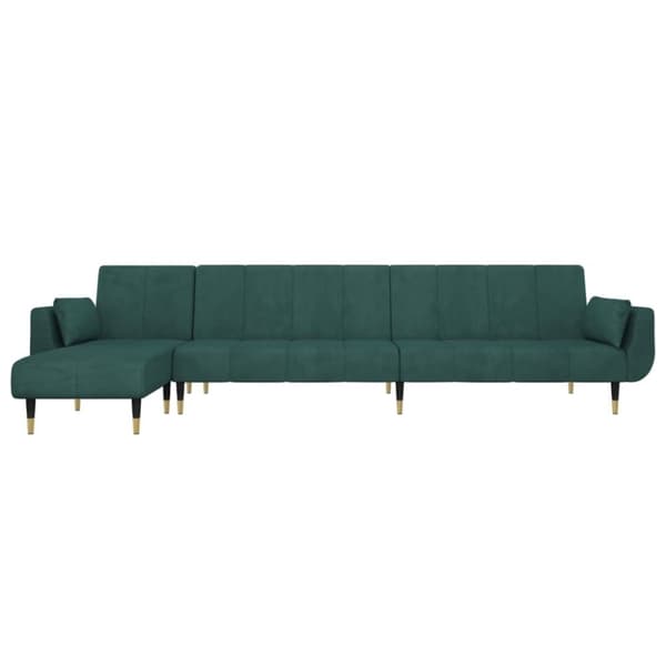 vidaXL L-formet sovesofa 275x140x70 cm velour mørkegrøn