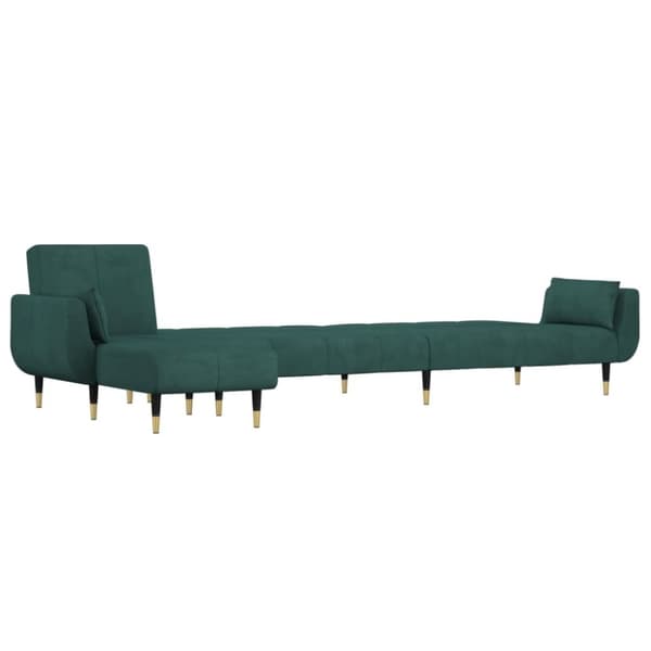 vidaXL L-formet sovesofa 275x140x70 cm velour mørkegrøn
