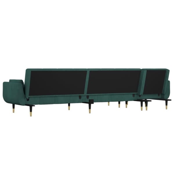 vidaXL L-formet sovesofa 275x140x70 cm velour mørkegrøn