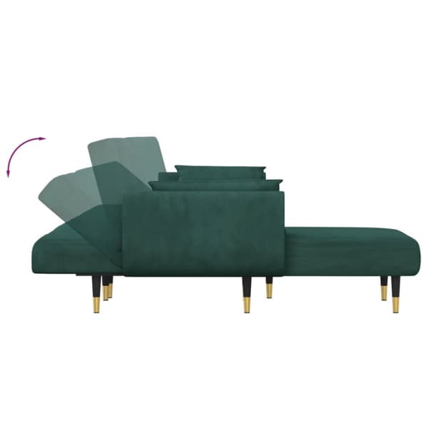 vidaXL L-formet sovesofa 275x140x70 cm velour mørkegrøn