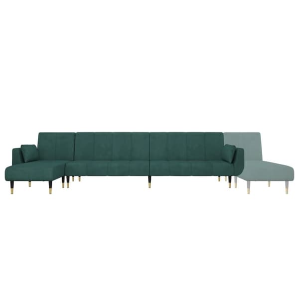 vidaXL L-formet sovesofa 275x140x70 cm velour mørkegrøn