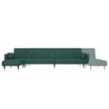 Miniatyrbillede 7 af 11: vidaXL L-formet sovesofa 275x140x70 cm velour mørkegrøn