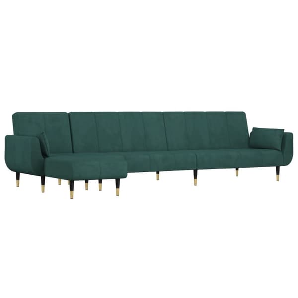 vidaXL L-formet sovesofa 275x140x70 cm velour mørkegrøn