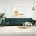 Miniatyrbillede 1 af 11: vidaXL L-formet sovesofa 275x140x70 cm velour mørkegrøn