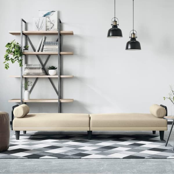 vidaXL sovesofa med armlæn stof cremefarvet