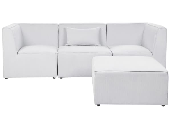 Modulsofa Grå med Skammel 3 Personers Sofa Jernbanefløjl med Hynder Moderne Stil