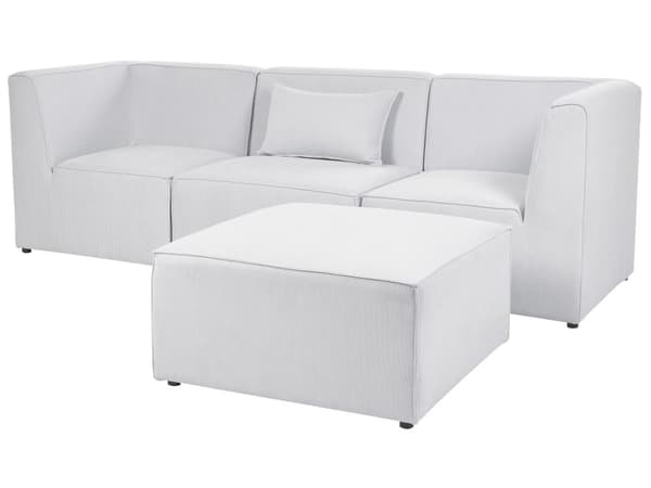 Modulsofa Grå med Skammel 3 Personers Sofa Jernbanefløjl med Hynder Moderne Stil
