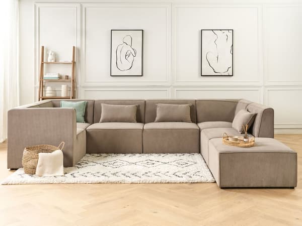 Mellemmodul Taupe Polstret 1 Personers Sektion Element i en Modulsofa