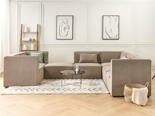Mellemmodul Taupe Polstret 1 Personers Sektion Element i en Modulsofa