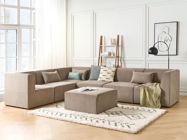 Mellemmodul Taupe Polstret 1 Personers Sektion Element i en Modulsofa