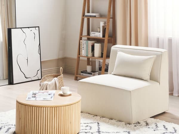 Mellemmodul Beige Polstret 1 Personers Sektion Element i en Modulsofa