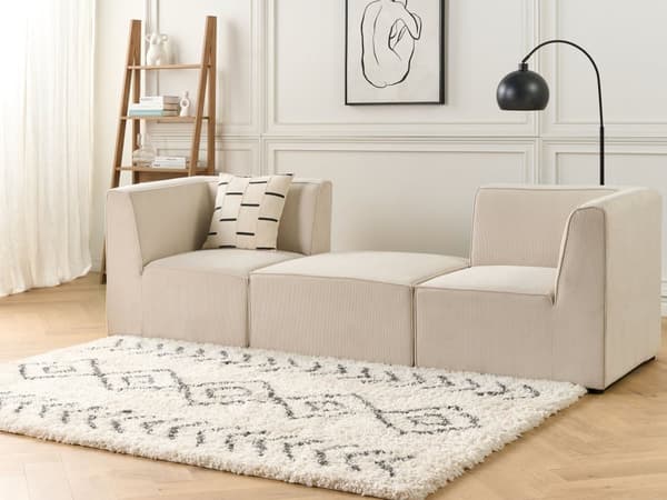 Hjørnemodul Beige Polstret 1 Personers Sektion Element i en Modulsofa Sofahjørne