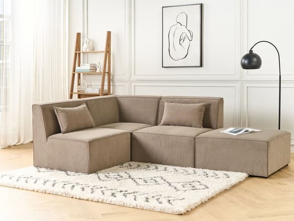 Hjørnemodul Taupe Kordfløyel 1-seter Modulsofa Moderne design Stue