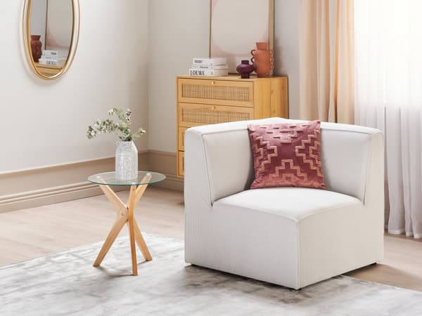 Hjørnemodul Off-white Kordfløyel 1-seter Modulsofa Moderne design Stue
