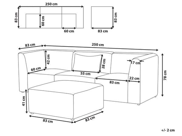 Modulär soffa Beige Manchester med ottoman 3-sitsig sektionssoffa Modern design