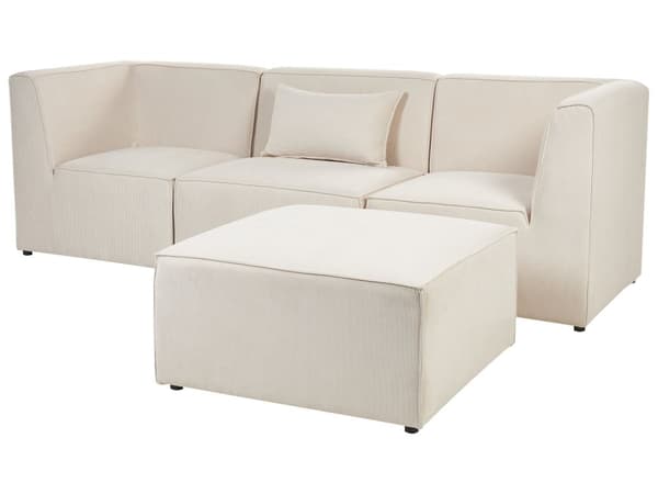 Modulär soffa Beige Manchester med ottoman 3-sitsig sektionssoffa Modern design