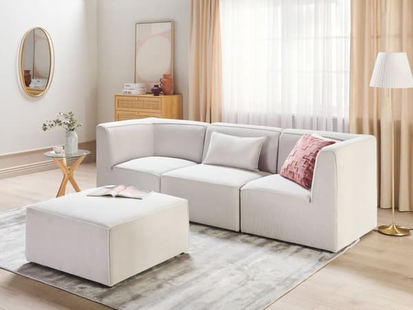 Modulär soffa Off White Manchester med ottoman 3-sitsig sektionssoffa Modern design