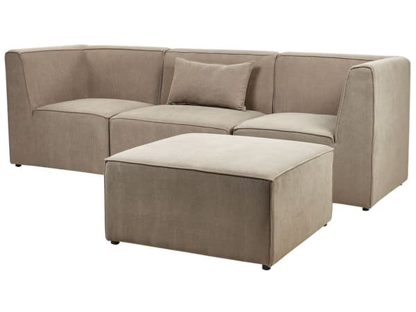 Modulär soffa Beige Taupe Manchester med ottoman 3-sitsig sektionssoffa Modern design
