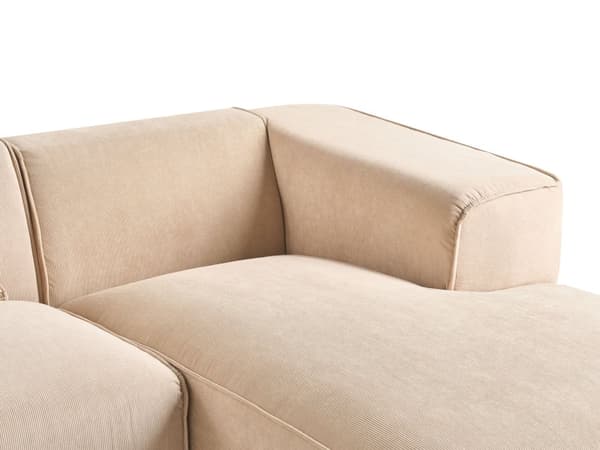 Kulmasohva beige vakosametti verhoiltu kolmelle vasenkätinen iso koristetyynyt moderni tyyli