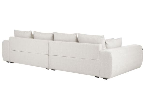 Sofa med 8 puder Beige stofbetræk 4-sæders puderyg Moderne traditionel stue